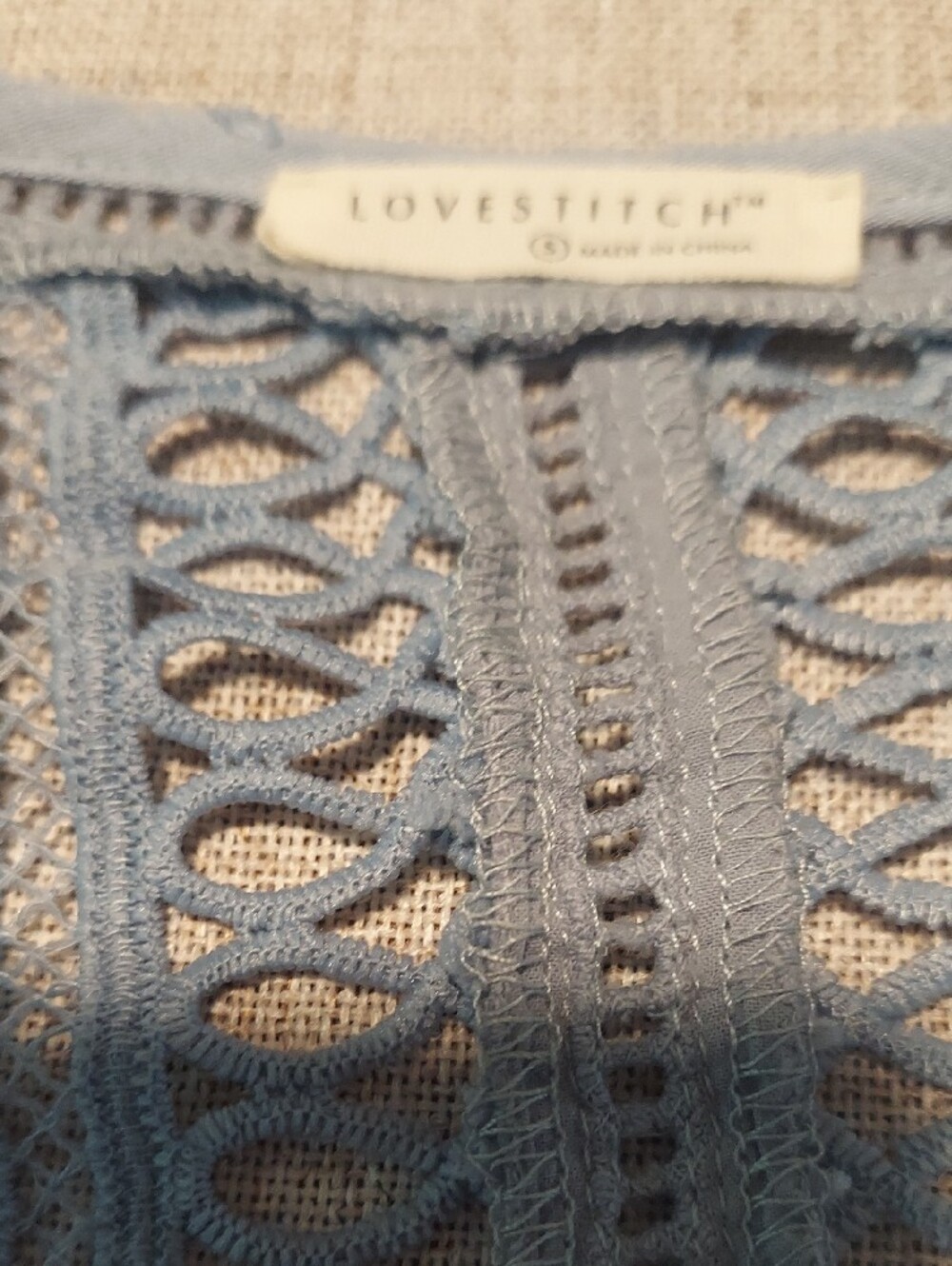 lovestitch Sky Blue Lace-Trim Tie-Front Blouse - Picture 2 of 8